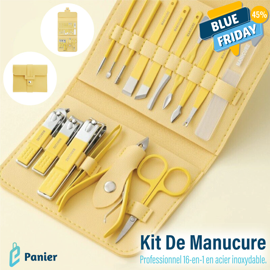 Kit Manucure Professionnel 16 en 1  En Acier Inoxydable Soin Art Cuticule Ciseaux Coupe-ongles Nouveauté