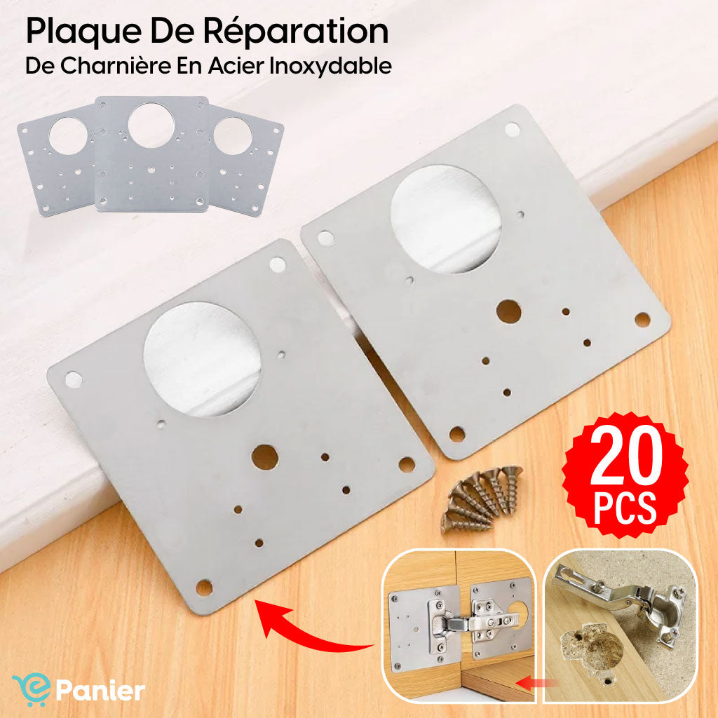 Kit De Plaque De Réparation De Charnière De Porte D'armoire En Acier Inoxydable