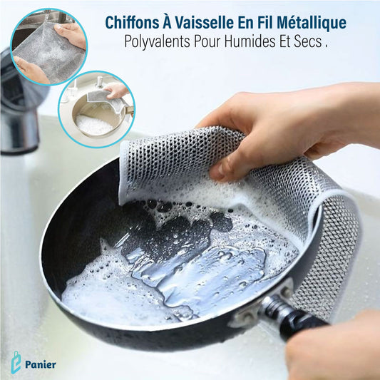 Chiffons À Vaisselle En Fil Métallique Polyvalents Pour Humides Et Secs .