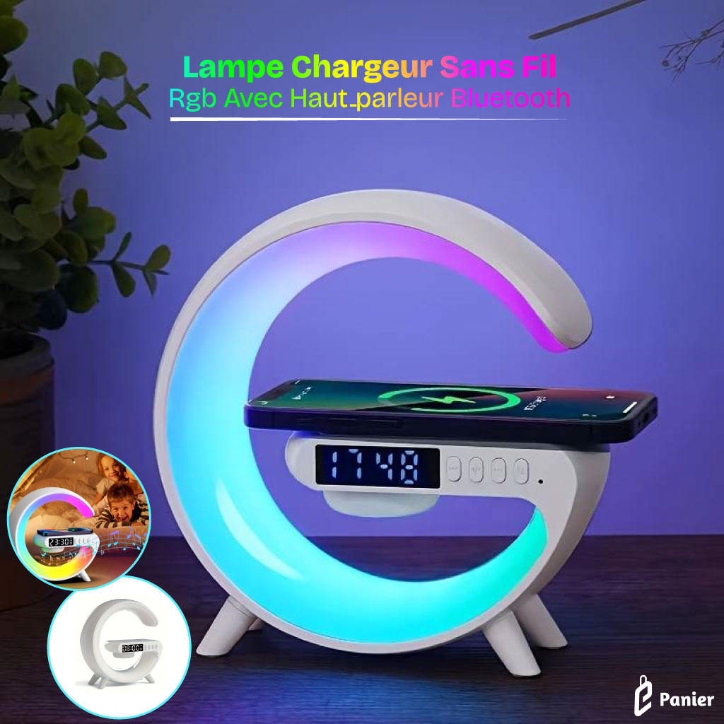 Lampe Led Rgb Intelligente Avec Chargeur Sans Fil Et Haut-parleur Bluetooth