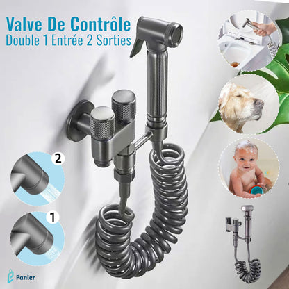 Valve De Contrôle Double 1 Entrée 2 Sorties - Pulvérisateur De Bidet À Main Pour Toilettes En Acier Inoxydable