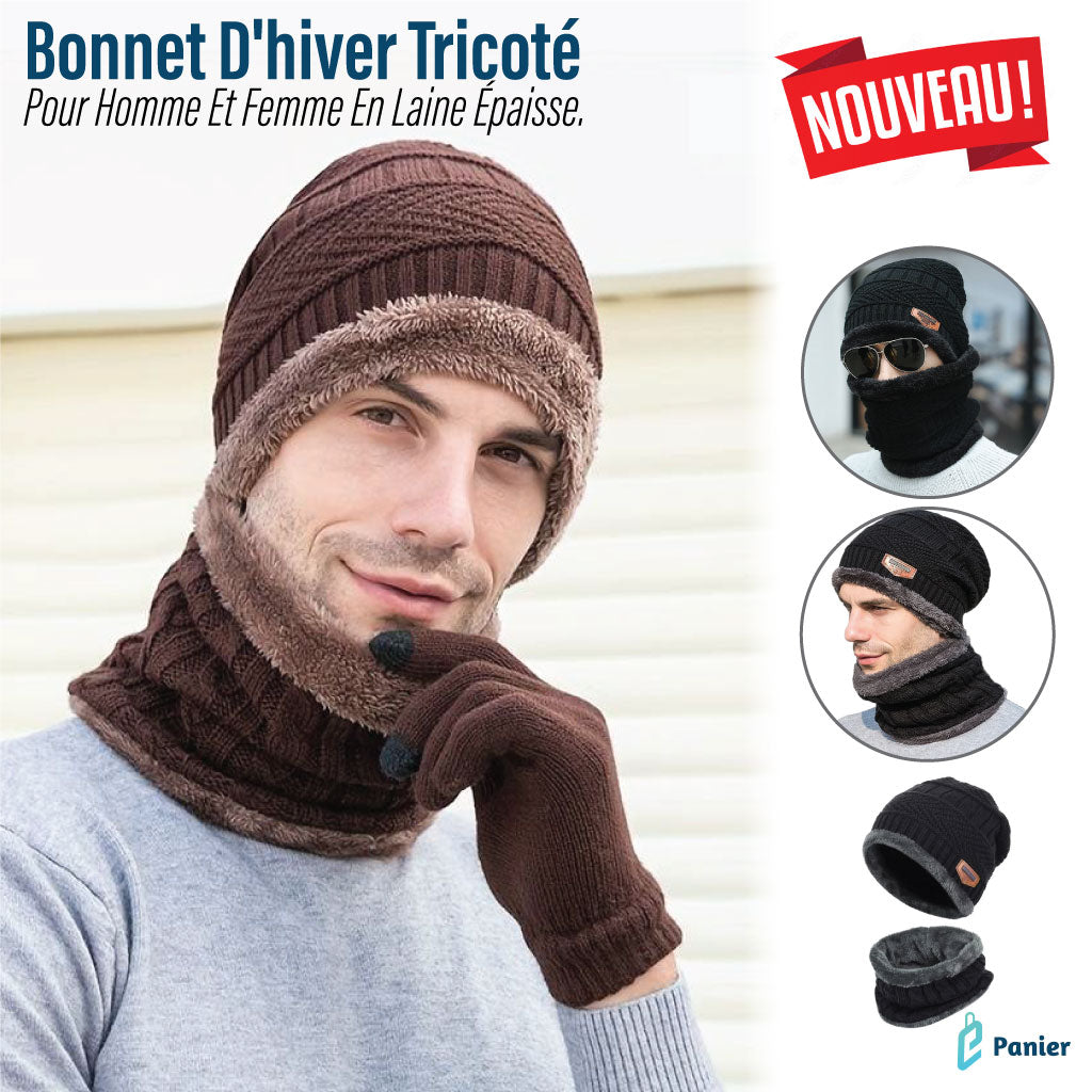 Bonnet D'hiver Tricoté En Laine Épaisse Pour Hommes Et Femmes.