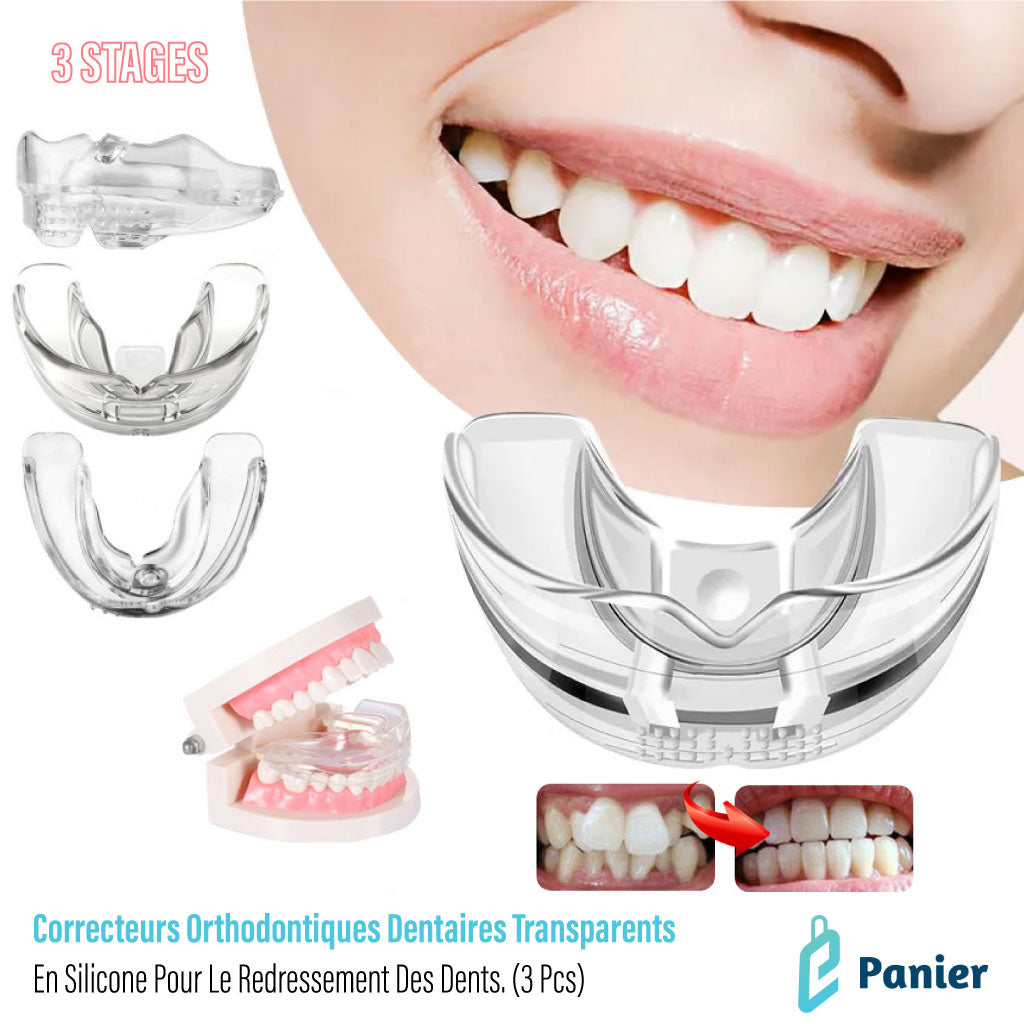 Correcteur Orthodontique Dentaire Transparent En Silicone Pour Redressement Des Dents. ( 3 Pcs )