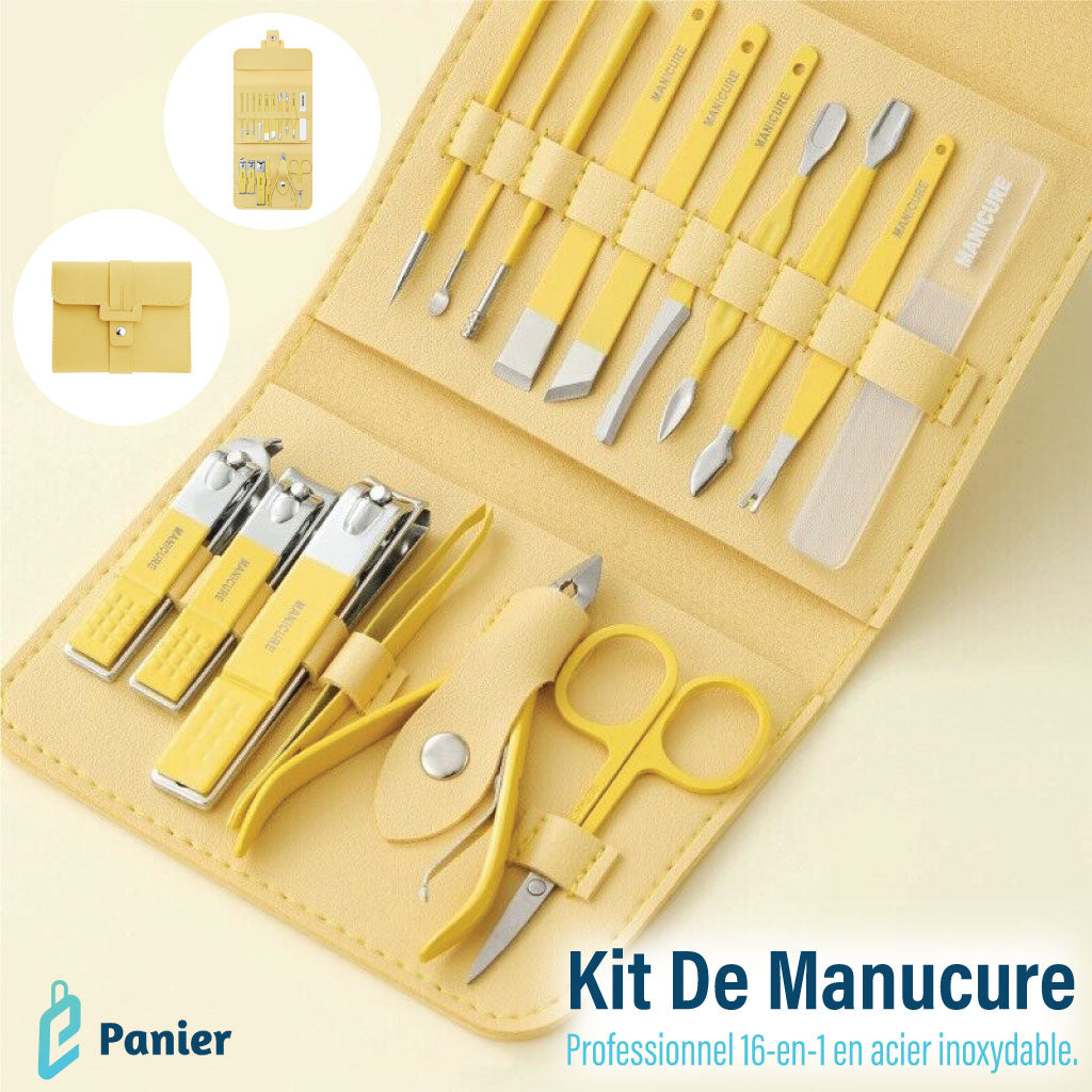 Kit Manucure Professionnel 16 en 1  En Acier Inoxydable Soin Art Cuticule Ciseaux Coupe-ongles Nouveauté