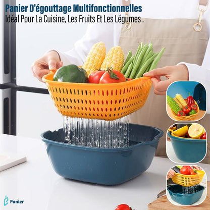 Panier D'égouttage Multifonctionnelles Idéal Pour La Cuisine Les Fruits Et Les Légumes Économisez De L'espace ( Pack De 3 Pièces )