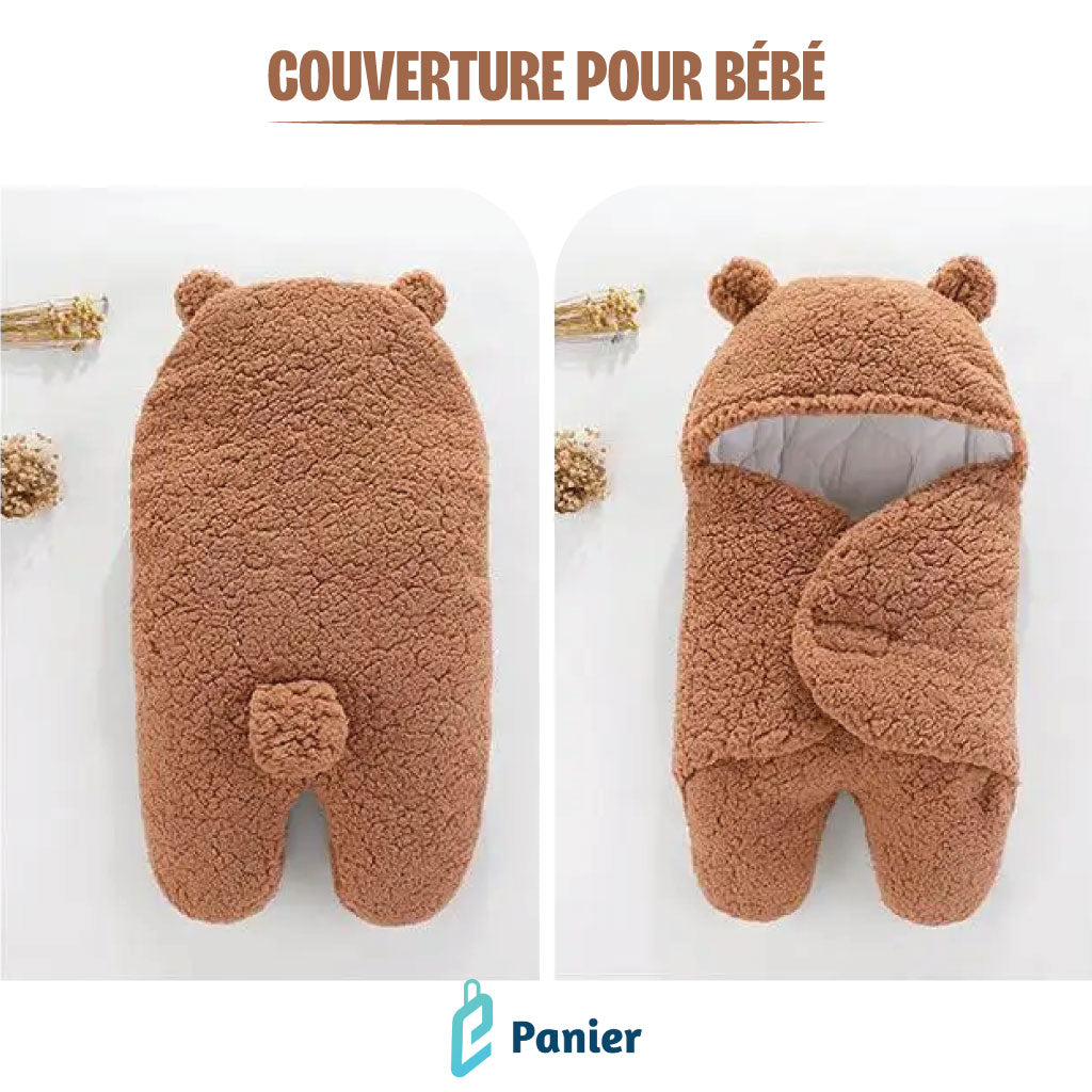 Couverture D'emmaillotage Pour Nouveau-né En Peluche Douce Et Chaude À Capuche  Premier Qualité