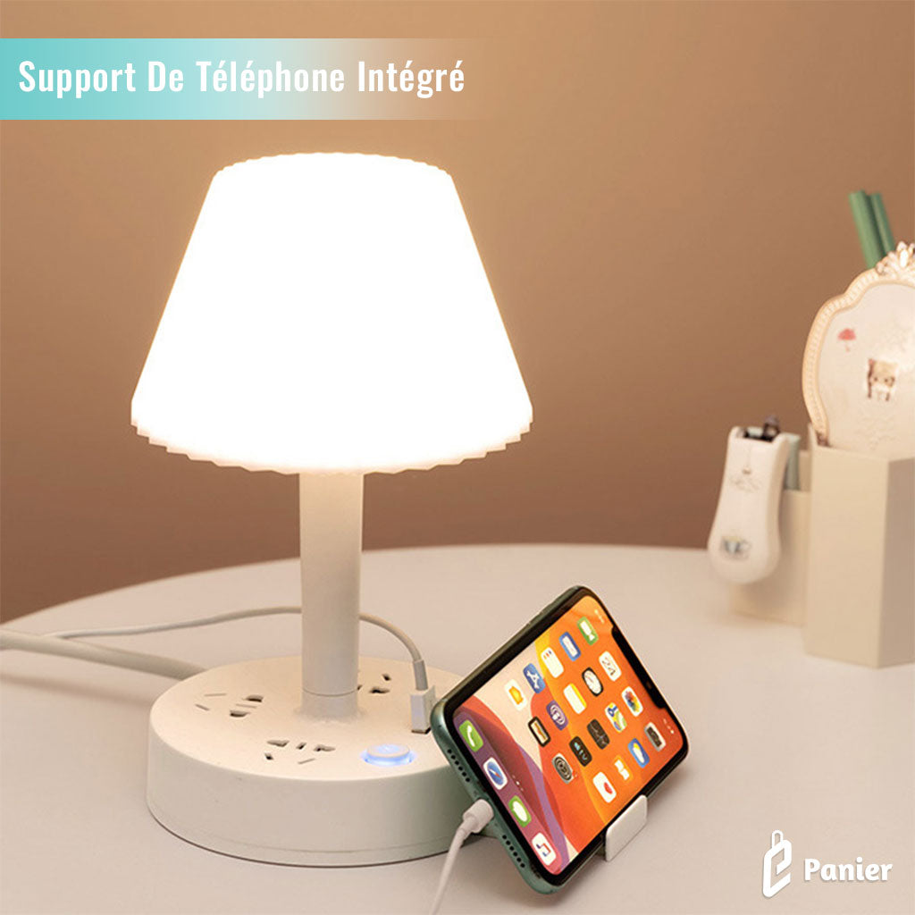 Lampe Multifonction Tout-en-un Éclairage Intégré Prises De Courant Et Support De Téléphone