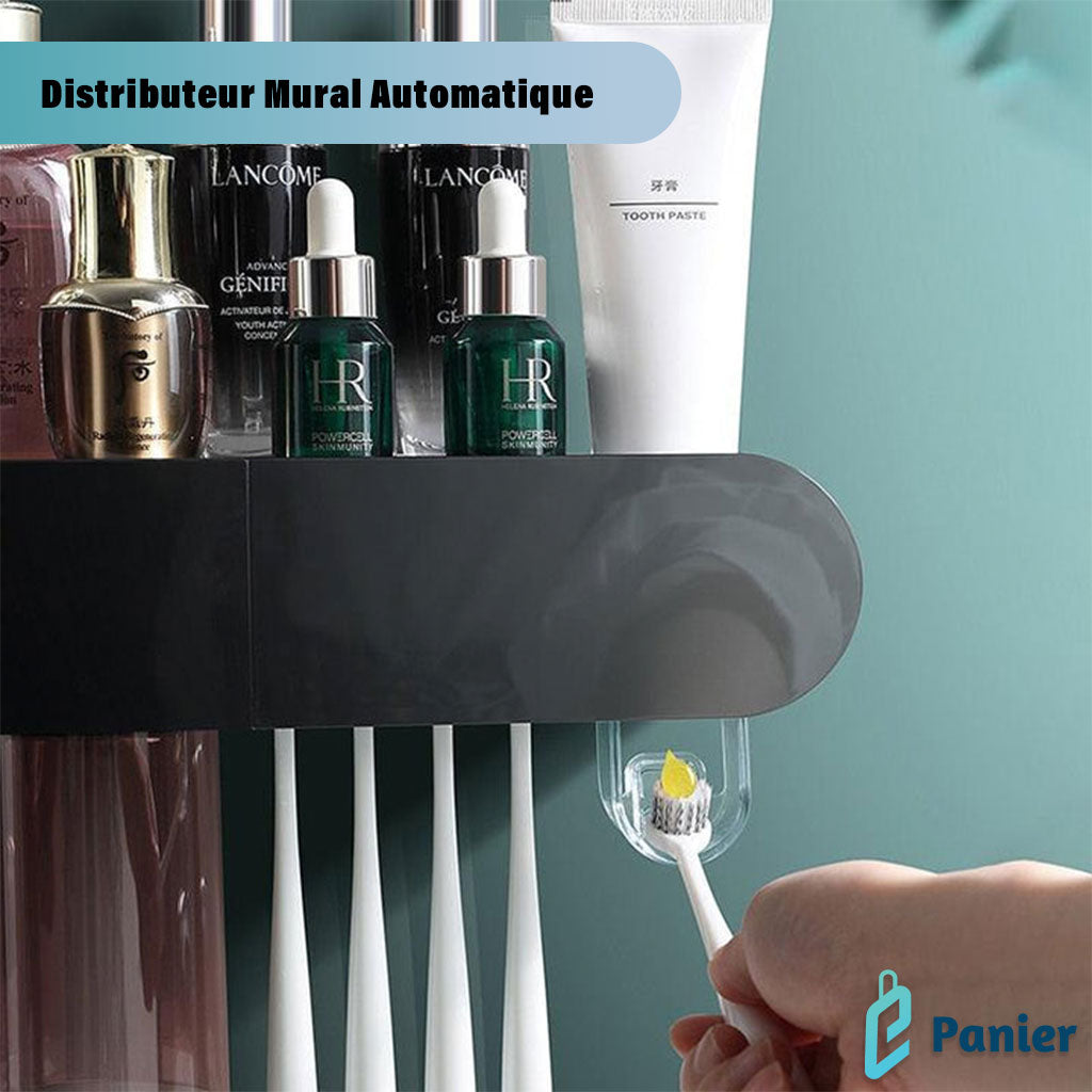 Porte-brosse À Dents À Absorption Magnétique Distributeur De Dentifrice Et Organisateur Cosmétique 3 en 1