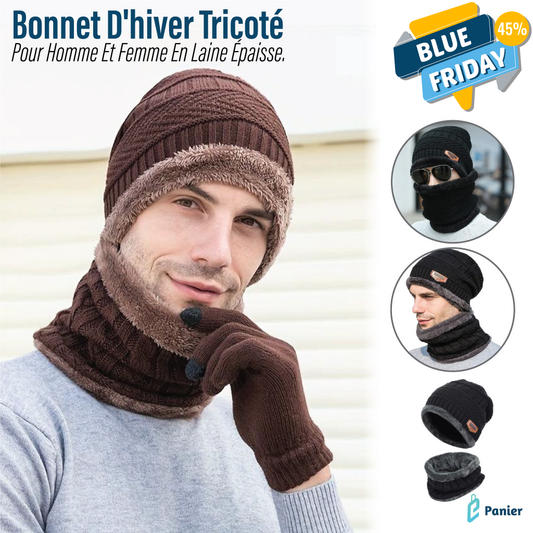 Bonnet D'hiver Tricoté En Laine Épaisse Pour Hommes Et Femmes