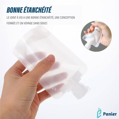 Pochette Rechargeable Anti-fuite Portable Transparent Pour Le Savon, Gel Douche, Shampoing, Et Les Produits Cosmétiques.