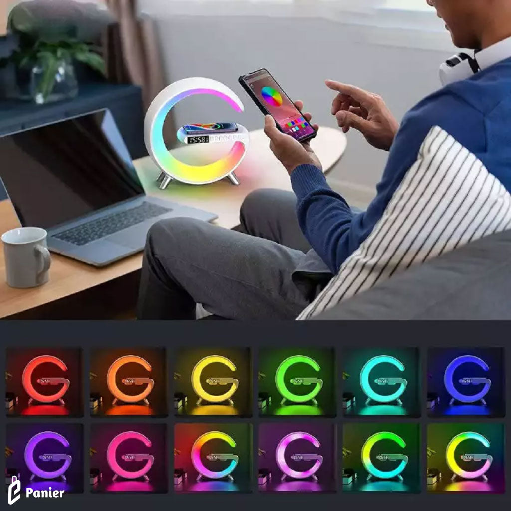 Lampe Led Rgb Intelligente Avec Chargeur Sans Fil Et Haut-parleur Bluetooth