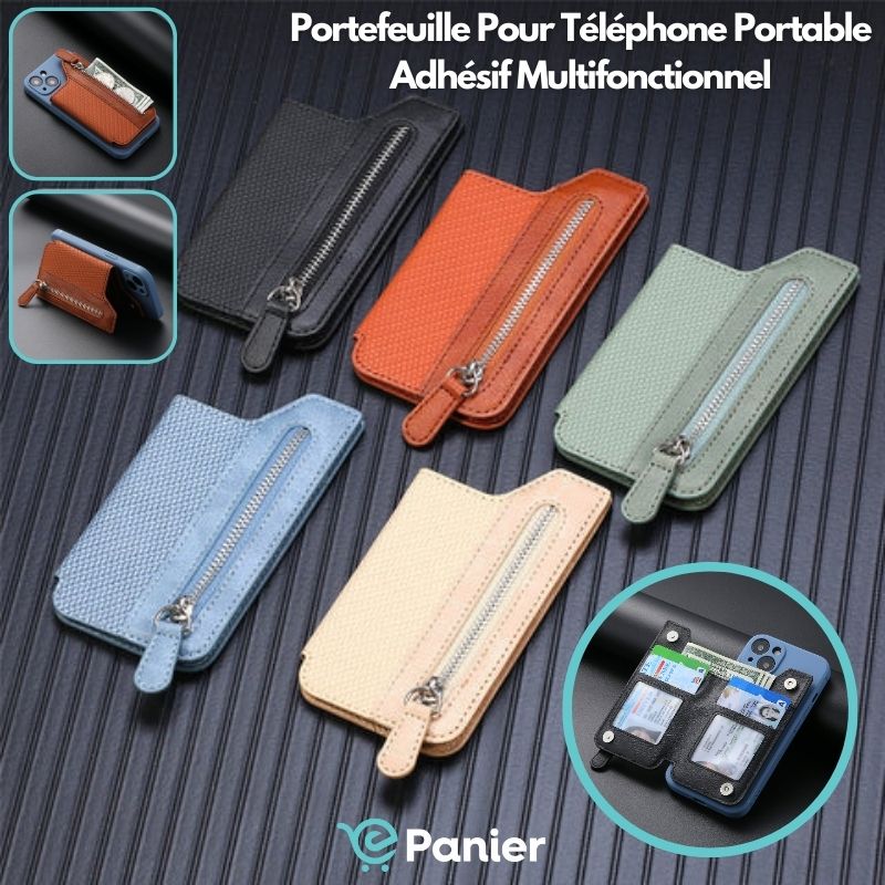 Portefeuille Pour Telephone-portable Adhesif Polyvalent Et Multifonctionnel