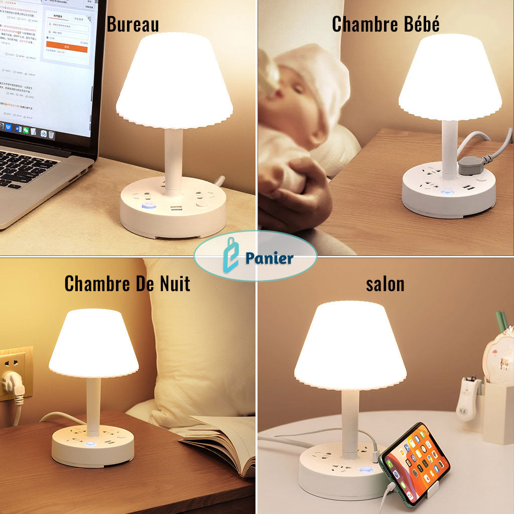 Lampe Multifonction Tout-en-un Éclairage Intégré Prises De Courant Et Support De Téléphone