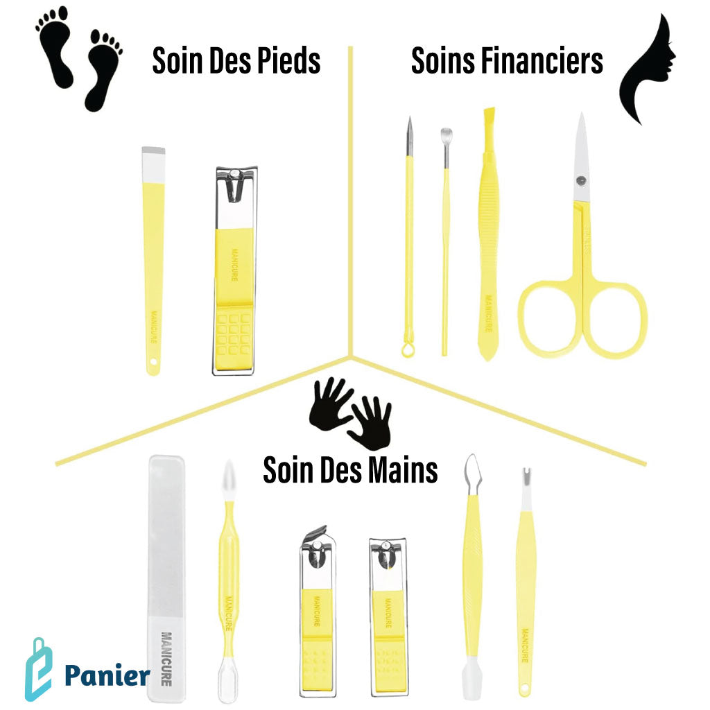 Kit Manucure Professionnel 16 en 1  En Acier Inoxydable Soin Art Cuticule Ciseaux Coupe-ongles Nouveauté